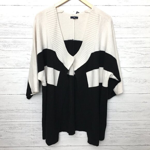 NEW Gap Women's Black and Ivory Cardigan Sweater Open Front 3/4 Sleeves XL - Picture 10 of 10